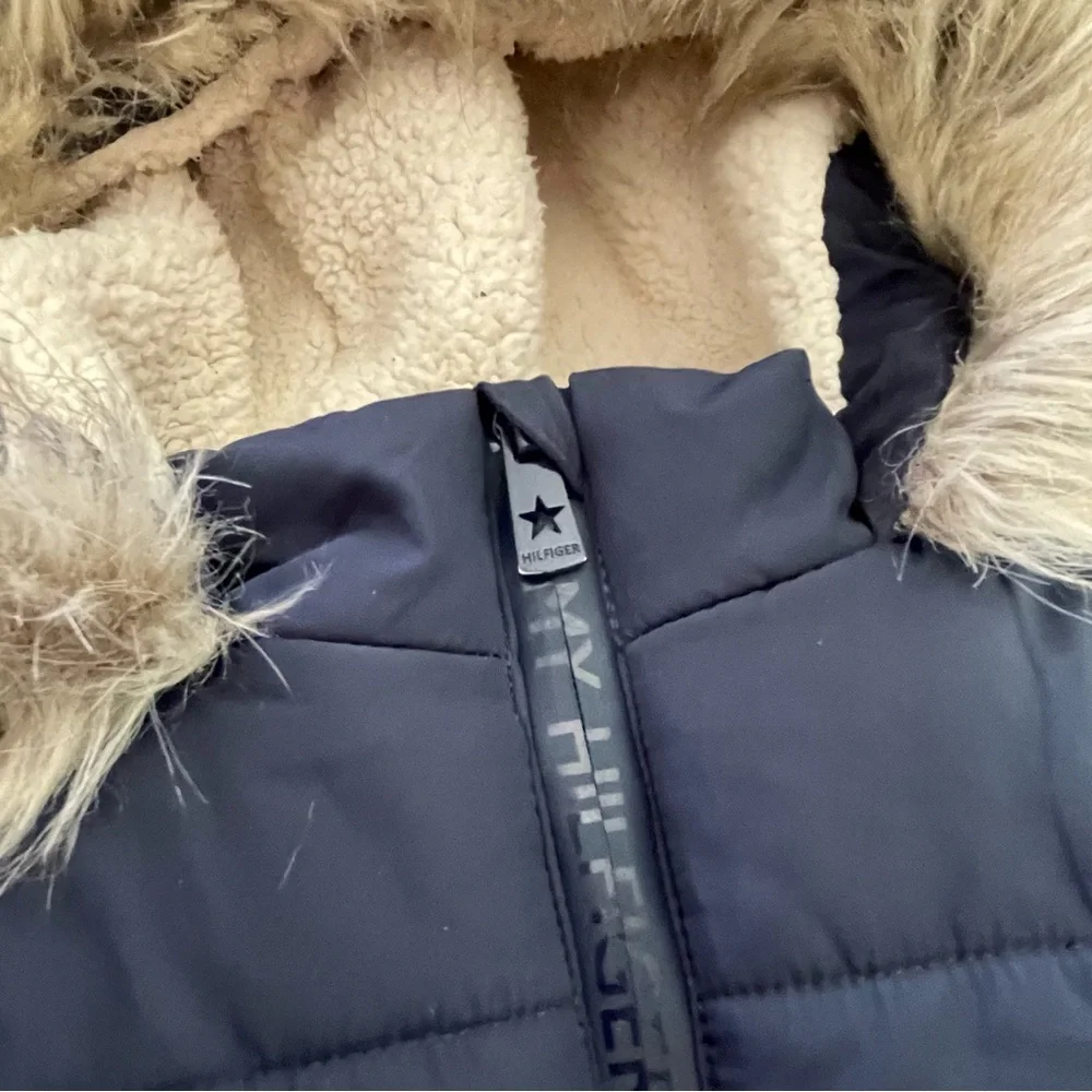 Little‎ Girl Tommy Hilfiger Anorak Puffer Jacket With Faux Fur Hood Blue